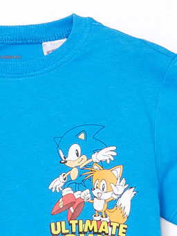 Bisiklet Yaka Sonic Bask?l? Erkek ?ocuk Ti??rt ve ?ort 2li