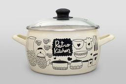 ГЛУБОКАЯ КАСТРЮЛЯ ЭКСКЛЮЗИВ СО СТЕКЛ. КРЫШКОЙ РЕТРО 5,7Л (22 СМ)