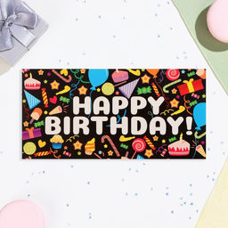 Цена за 10 шт. Конверт для денег Happy Birthday! сладости, 16х8 см - Дарим красиво фото 2