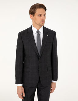 Antrasit Slim Fit Y_n Tak_m Elbise