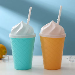 Цена за 12 шт. Стакан Пломбир, 500 мл, с крышкой и трубочкой, цвет МИКС - Доляна фото 4