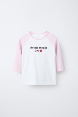 CAMISETA MANGA RANGLAN TEXTO CON MODAL / Rosa / Blanco - Zara фото 2
