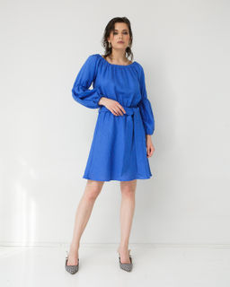 Платье льняное синее 26002