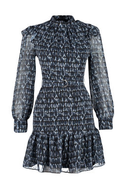 Trendyolmilla Lacivert Kusakl? Belden Ac?lan F?rf?r Detayl? Mini Astarl? Dokuma K?sl?k Elbise TWOAW24EL00740  фото 12