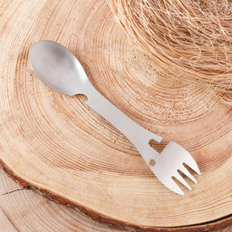 Многофункциональный прибор «Вилка-ложка» туристический, серебряный