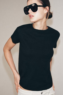 CAMISETA CON LINO MANGA CORTA / Carb?n - Zara фото 2