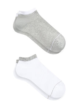 2li Beyaz Gri Patik Corap