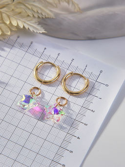 Серьги со съёмным элементом «Трансформер» кристаллик звёздочка, цвет радужный в золоте