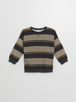 Bisiklet Yaka Uzun Kollu ?izgili Erkek Bebek Sweatshirt