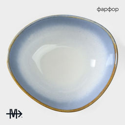 Салатник Magistro Пэвэти, 400 мл, d=15.3 см, фарфор, белый, голубой фото 2