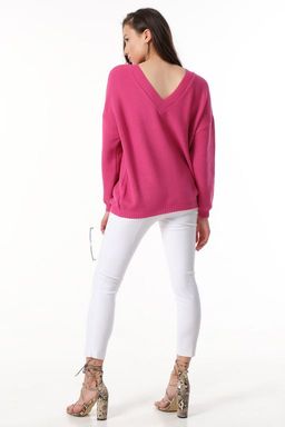 Джемпер вязаный свободный теплый с длинным рукавом розовый