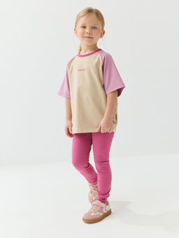 Футболка Колор блок "Крем-брюле/Орхидея"