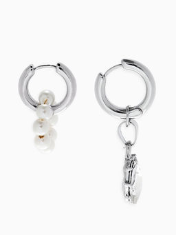 Набор 2 предмета: колье, серьги Трансформеры жемчуг со стразами, белый в серебре