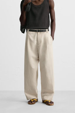 COTTON - LINEN BALLOON FIT TROUSERS - Zara фото 2