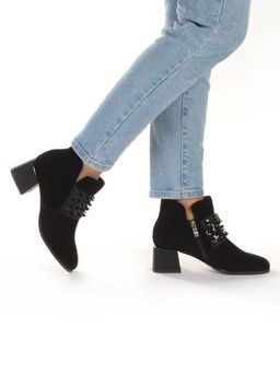 01-CGXM12-2R BLACK Ботинки женские (натуральная замша, байка) - Фабричный китай фото 2