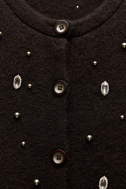 BEADED RHINESTONE KNIT CARDIGAN - Zara фото 6