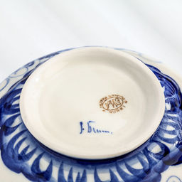 Миска - пельменница гжель «Яркий вкус», бело-синий, фарфор, 7×17 см