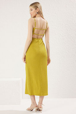 Yag Yesil Duz S?rt Dekolteli Ask?l? Maxi Esnek Orme Elbise TWOSS25EL00366 - Trendyolmilla фото 5