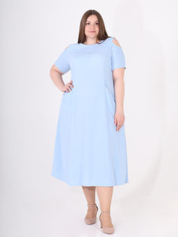 Платье АНАСТАСИЯ Мак с вырезами на плечах - Almond фото 3