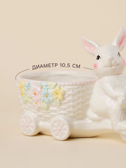 Конфетница SL Home «Пасхальные кролики», 21.5×10.5×15.5 см, доломит, белая