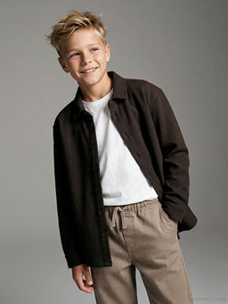 Basic Uzun Kollu Erkek ?ocuk G?mlek