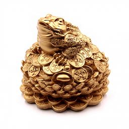 Фигурка Фен Шуй Жаба богатства в лотосе на монетах Процветание и изобилие 12см-12см ХРУПКОЕ