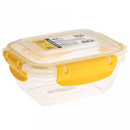 Контейнер для продуктов пластмассовый Мастер 0,4л, прямоугольный, с клипсами, воздухонепроницаемый (герметичный), съемный силиконовый уплотнитель, подходит для СВЧ, цвета микс (Россия)