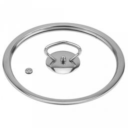 Кастрюля из нержавеющей стали "Аксай" 2,1л, д17,7см h11,7см, s0,35мм, матовая полировка, стеклянная крышка, металлические ручки, с теплораспределительным дном 0,5см, цветная коробка (Китай)