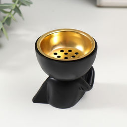 Курильница для благовоний, подставка для конусов Человечек сидит, полистоун, чёрный, 6,7х6х6,8 см - Simaland фото 3