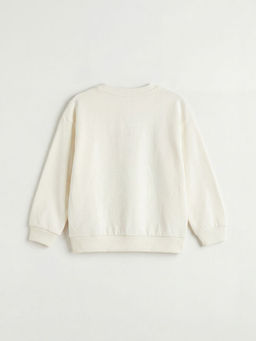 Bisiklet Yaka Bask?l? Erkek ?ocuk Sweatshirt