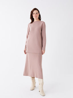 Kad?n Beli Lastikli D?z Triko Etek