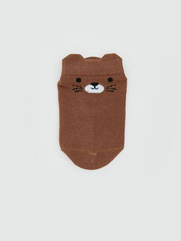 Bask?l? Erkek Bebek Patik ?orap 5li