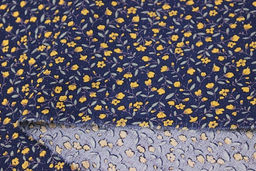 Импорт. хлопок Горчичные лютики цв.темно-синий флер, ш.1.48м, хлопок-100%, 100гр/м.кв - Купава фото 4