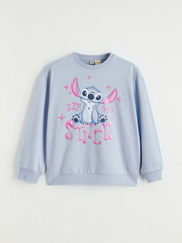 Stitch Bask?l? K?z ?ocuk Sweatshirt