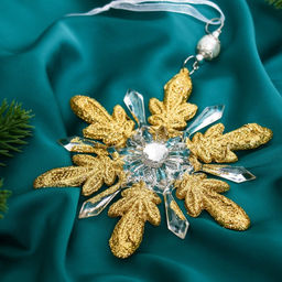 Цена за 2 шт. Ёлочная игрушка Зимнее волшебство. Снежинки лучистые, 1414 см, прозрачно-золотой, МИКС  фото 6