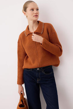 Koyu Antrasit Incili Genis Kal?p Triko H?rka TWOAW26HI00160 - Trendyolmilla фото 11