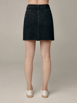 CONTE CON-612 Джинсовая юбка-mini на пуговицах с необработанным краем black black