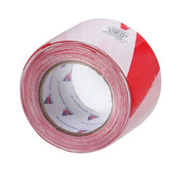 Лента сигнальная, оградительная 75ммх200м бело-красная