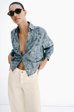 CAMISA BORDADOS PERFORADOS / Azul - Zara фото 4