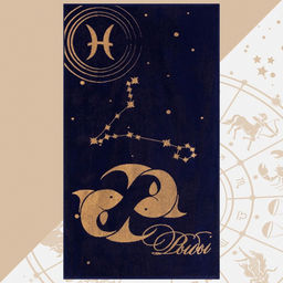 Полотенце махровое Этель Знаки зодиака: Рыбы фиолетовый, 67х130 см, 100% хлопок, 420гр/м2