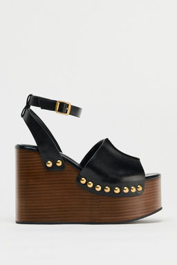 LEATHER WEDGE SANDALS WITH STUDS - Zara фото 3