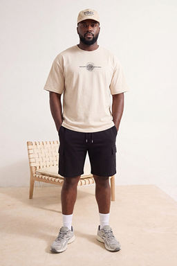 B_y_k Beden Siyah Oversize/Geni_ Kesim Lastik Bel Kargo Cepli _ort TMNSS25AP00005