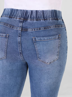 Джинсы женские прямые с подворотом на круговой резинке - Almond фото 9