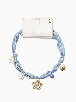 Колье-чокер на платке "Стиль". цвет голубой с золотом