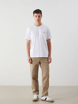 Bisiklet Yaka K?sa Kollu Bask?l? Penye Erkek Ti??rt