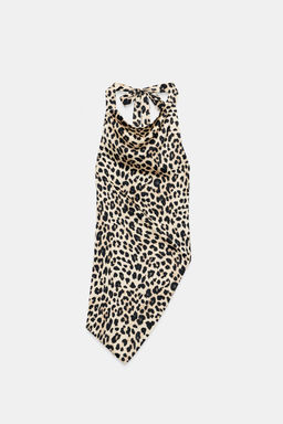 TOP SATINADO HALTER ASIM?TRICO ESTAMPADO ANIMAL / Leopardo - Zara фото 6