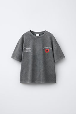 GARMENT DYE FADED-EFFECT FLORAL T-SHIRT