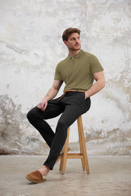 Lacivert Regular/Normal Kesim Fermuarl? %100 Pamuk Polo Yaka T-shirt