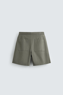 BERMUDA RELAXED FIT PLIEGUES CINTUR?N / Khaki - Zara фото 8