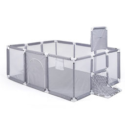 Манеж детский прямоугольный с баскетбольным кольцом и воротами (120*180*60) цвет серый